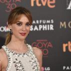 La actriz, con pendientes de oro negro y oro blanco con topacio y brillantes de Rabat