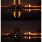 La Biblioteca Nacional de Minsk, que además cambia de colores cuando está encendida.