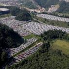 Nuevos vehículos de Volkswagen en el parking de la planta de la multinacional en Sao Bernardo do Campo (Brasil).
