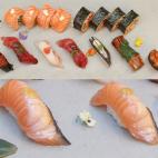 Su amor por Japón llega tan lejos que el chef del restaurante Momiji domina el idioma. Su creación, acompañada de una bandeja llena de color, es un nigirizushi de salmón a la parrilla marinado en miso blanco. El miso es una pasta aromática ...