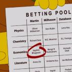 En uno de los cap&iacute;tulos de la serie, emitido en 2010, uno de los personajes, Milhouse Van Houten, predijo que Holmstr&ouml;m se har&iacute;a con el galard&oacute;n. Lo gan&oacute; en 2016.