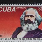 Sello conmemorativo del centenario de la muerte de Marx creado en Cuba, 1983.