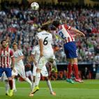 Atletico Madrid's Diego Godin scores his side's first goal