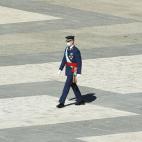 El rey Felipe, en el solitario acto del 12 de octubre, sin desfile.