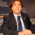 BRUSSELS, BELGIUM - MAY 29: Spanish actor Javier Bardem presents the movie 'Hijos de las Nubes' at European Parliament on May 29, 2012 in Brussels, Belgium. (Photo by Mark Renders/Getty Images)