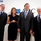 Alberto Ruiz-Gallardón, María Dolores de Cospedal, Mariano Rajoy y Rato, el 15 de junio de 2011 en el Foro ABC.