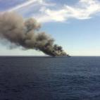 Incendio de un ferry de la compañía Acciona Trasmediterránea que había zarpado poco antes del mediodía desde el puerto de Palma con destino a Valencia.