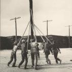 En la escuela de capataces y celadores, en Paseo de Canal, de Madrid. En 1925.