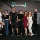 De izquierda a derecha, los 'youtubers' e 'influencers': Gakian, Alesya, Míster Jägger, Desilustración, Abi Power y Jen Herranz, con Sergi González, director de vídeo de El HuffPost