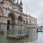 La famosa plaza de San Marcos, cubierta totalmente por el agua