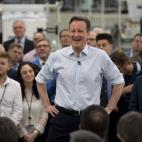 Cameorn se ríe durante la campaña para las elecciones de 2015.