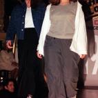 Woman/Rogers+Rogers 16 Plus model of the Year Maeve Dunne, 27, from Nottingham (left) and Vicki Kruger, 18, from London (right) on the catwalk at The Fashion Cafe , london, today (Monday) as part of the 16 Plus Model of the Year Fashion Show. S...