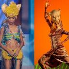 Miss Tanzania y una de las protagonistas de la obra de teatro El rey león.