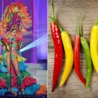 Miss Jamaica y unos pimientos de colores.