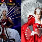 Miss Canadá (con palos de hockey y un marcador) y Julia Roberts como madrastra en Blancanieves.