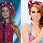 Miss Serbia y Lana del Rey, con sus ondas al agua y su corona de flores.