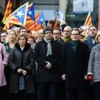 Comienza la marcha de los acusados por el 9N hacia el Palau de Justicia.