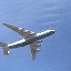 KYIV, UKRAINE - 2021/08/24: The world's largest transport aircraft, Ukrainian Antonov An-225 Mriya seen flying during the Ukrainian Independence Day parade in Kyiv. Ukraine celebrates 30 years of independence in an unstable geopolitical climate...