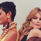 En 1991, en el backstage de un desfile de Fendi junto a la modelo Nadege