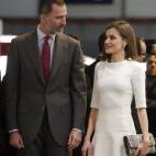 En la inauguración de la feria de arte contemporáneo ARCO, en Madrid, con el presidente argentino Mauricio Macri y su esposa, Juliana Awada.