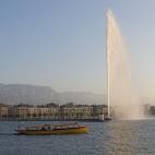 El lago Ginebra, en Ginebra, Suiza.