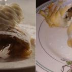 INGREDIENTES: 300 g. harina com&uacute;n, dos cucharadas de aceite, 1/2 huevo batido, agua, cuatro manzanas, cuatro cucharadas de az&uacute;car, una cucharada de canela, pasas, manteca, pan rallado, helado de crema y az&uacut...