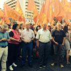 Protesta de afines al Partido Comunista local.