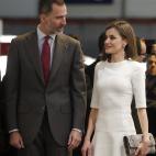 En la inauguración de la feria de arte contemporáneo ARCO, en Madrid, con el presidente argentino Mauricio Macri y su esposa, Juliana Awada.