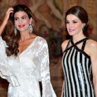 En la recepci&oacute;n oficial en el Palacio de El Pardo en honor al presidente de Argentina, Mauricio Macri, y su esposa, Juliana Awada.