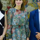 Con vestido de Zara, en una audiencia con la Confederaci&oacute;n Nacional de Federaciones y Asociaciones de Familias y Mujeres del Medio Rural en el Palacio de la Zarzuela.