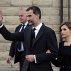 Los reyes Felipe y Letizia en el funeral por las víctimas del vuelo de GermanWings siniestrado en los Alpes el 24 de marzo.