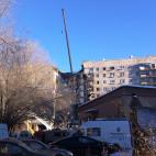 MAGNITOGORSK, RUSSIA - DECEMBER 31, 2018: The site of an apartment building collapse. A suspected domestic gas blast caused a partial collapse of a residential building at 164 Karla Marksa Prospekt Street killing three people. Press Office of th...