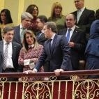 Los presidentes autonómicos de Asturias, Javier Fernández (abajo-i), de Andalucía, Susana Díaz (abajo-2i), de Galicia, Alberto Núñez Feijóo (abajo-d), de Canarias, Fernando Clavijo (arriba-i), de Madrid, Angel Garrido (arriba-2i), de Cast...