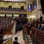 GRAF2599. MADRID, 06/12/2018.- El Rey Felipe VI, junto a la Reina Letizia, la princesa Leonor y la Infanta Sofía, en el hemiciclo del Congreso de los Diputados, en el que se celebra esta mañana la solemne conmemoración del 40 aniversario de l...