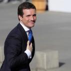 El líder del PP, Pablo Casado, a su llegada al Congreso para el acto solemne conmemorativo del 40 aniversario de la Constitución. EFE