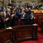 Es la imagen de la divisi&oacute;n de la sociedad catalana. Un Parlament que debate la independencia y en el que no participa la mitad de los diputados (PSC, Ciuadadanos y PP) en una votaci&oacute;n secreta.