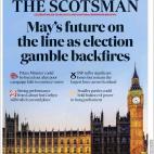 &quot;El futuro de May est&aacute; en el aire tras estallarle en la cara su apuesta electoral&quot;.
