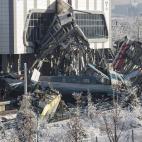 ANKARA, TURKEY - DECEMBER 13 : Crash site is seen after high-speed train crashed in Turkish capital Ankara on December 13, 2018. At least seven people were killed and 43 injured when a high-speed train crashed into a pilot engine traveling along...
