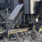 ANKARA, TURKEY - DECEMBER 13 : Crash site is seen after high-speed train crashed in Turkish capital Ankara on December 13, 2018. At least seven people were killed and 43 injured when a high-speed train crashed into a pilot engine traveling along...