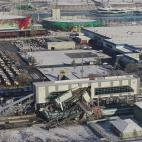 ANKARA, TURKEY - DECEMBER 13 : A drone photo shows aerial view of the crash site where a high-speed train crashed into a pilot engine traveling along the same rails in Turkish capital Ankara on December 13, 2018. After the crash an overpass also...