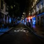 La calle Hortaleza vacía, en el centro de Madrid.