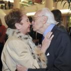 Con el dibujante Antonio Mingote durante la inauguración de la exposición 'Gracias por tu alegría: homenaje de España a Mingote'