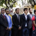 La delegaci&oacute;n del Espanyol en la ofrenda floral.