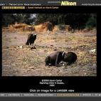 Kevin Carter fotografió en 1993 a este niño de Sudán, a punto de morir de hambre, con un buitre a corta distancia esperando ese fallecimiento. La imagen dio un importante impulso a las campañas de ayuda contra el hambre en África.