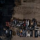 Imagen a&eacute;rea de embarcaciones usadas por migrantes para llegar de Francia a Reino Unido, en una playa de Dover, el pasado septiembre.