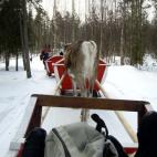En el Círculo Polar Ártico se encuentra Rovaniemi, la capital de Laponia. En esta zona se han registrado mínimas de hasta 47,5º bajo cero. ¿Qué se puede hacer con semejante buen tiempo? Nada mejor que un paseo en trineo por el Ártico tira...