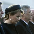 La reina Matilde de B&eacute;lgica, transmitiendo en su rostro el luto de todo un pa&iacute;s.