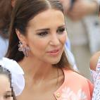 Paula Echevarr&iacute;a en la procesi&oacute;n del Corpus Christi en la que sali&oacute; su hija Daniella por Cand&aacute;s, Asturias, el 18 de junio de 2017.