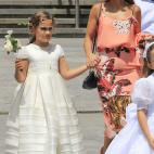 Paula Echevarr&iacute;a en la procesi&oacute;n del Corpus Christi en la que sali&oacute; su hija Daniella por Cand&aacute;s, Asturias, el 18 de junio de 2017.