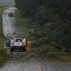 Workers assess trees that have fallen in Wayne County, NC from the tropical storm-force winds of Hurricane Florence, September 14, 2018. (Photo by Michael Candelori/NurPhoto via Getty Images)